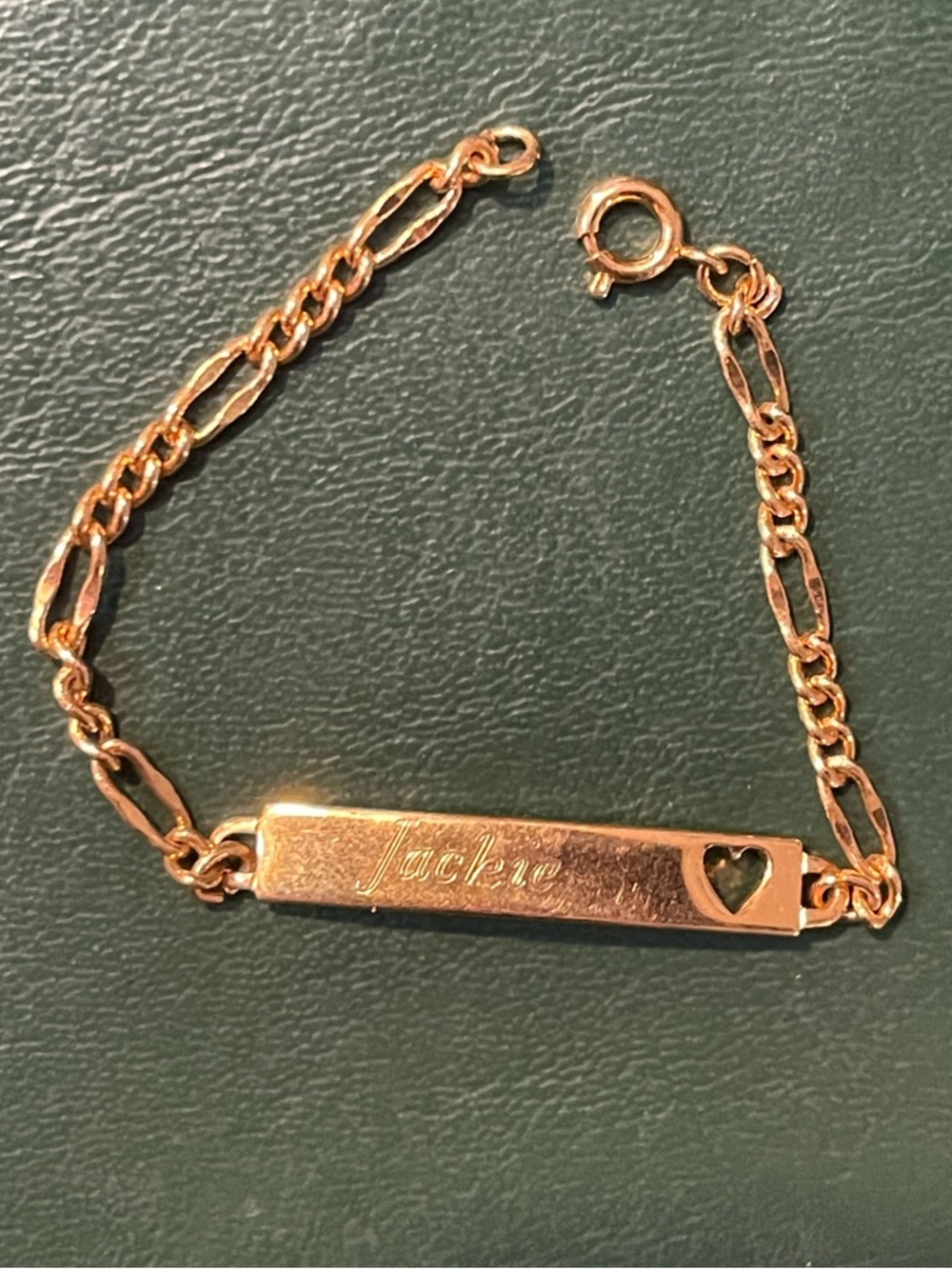 Vintage Jackie Baby Bracelet 11-6-99 Speidel USA Heart Gold Color Rare
